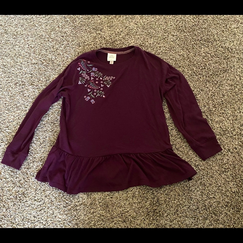 Knox Rose Purple Floral Peplum Top/Sweater